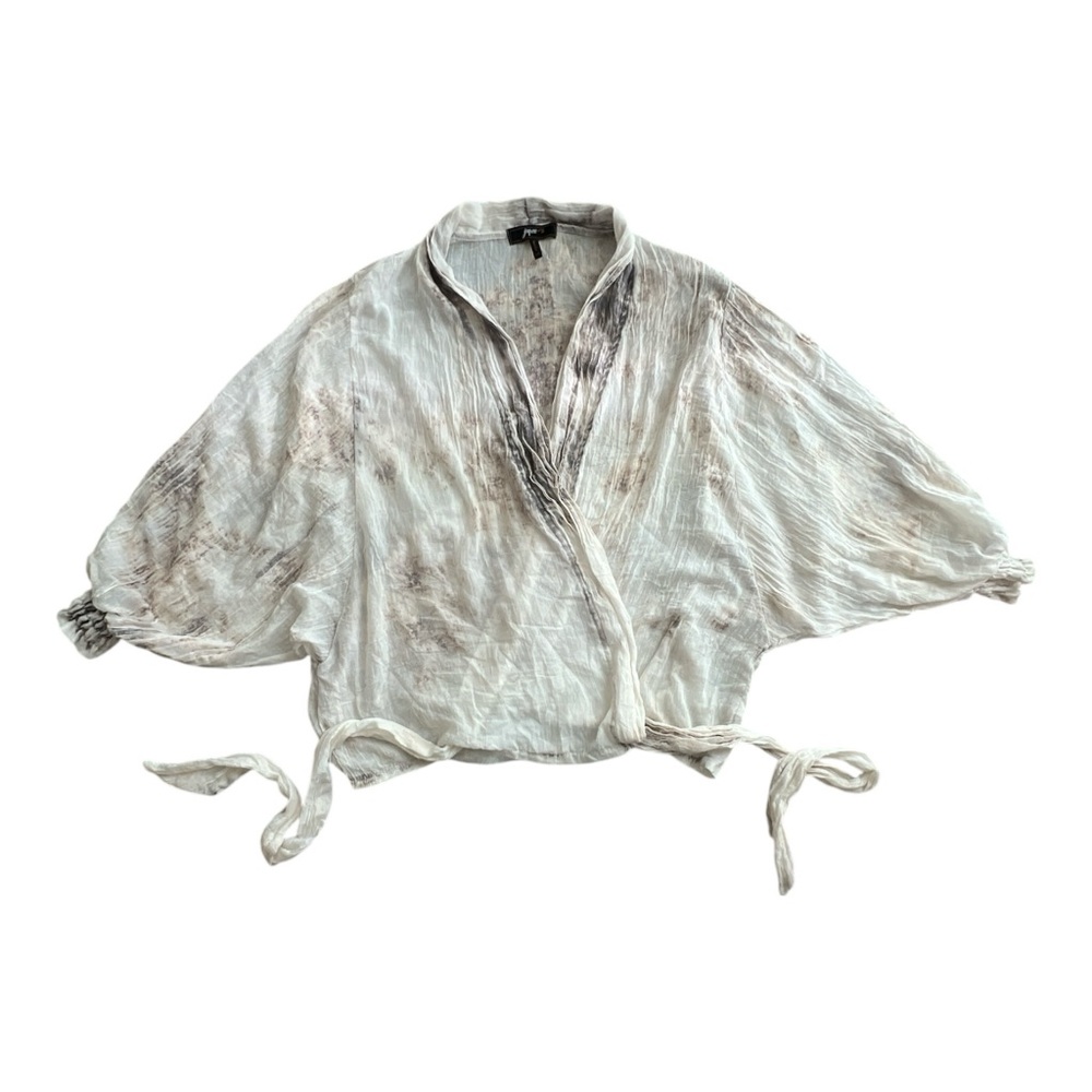 Jupee made in USA Elegant White tie dye Tie-Front Blouse Sz S/M